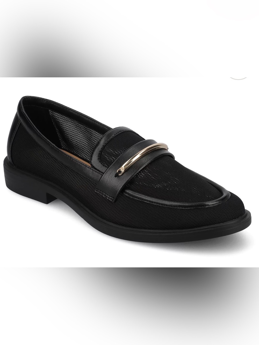Journee Collection Black Loafers with Silver Bar Detail new never worn